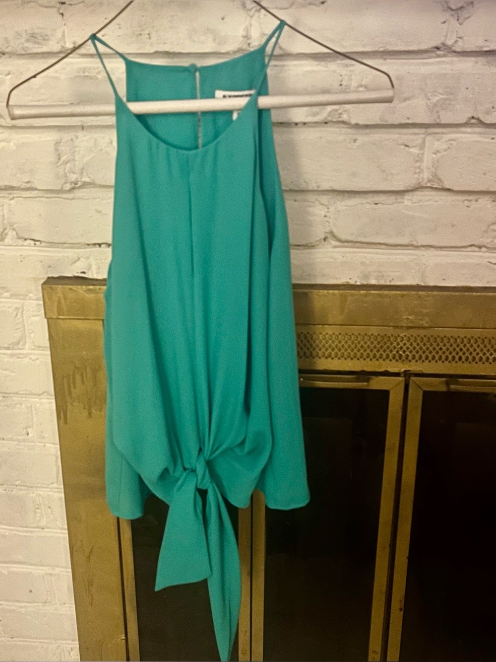 Express Teal Green Halter Neck Tie Front Top Blouse XS